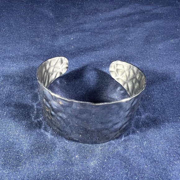 Milor Italy Hammered Stainless Steel Cuff Bracelet For Women Textured Wide Band - Picture 1 of 3